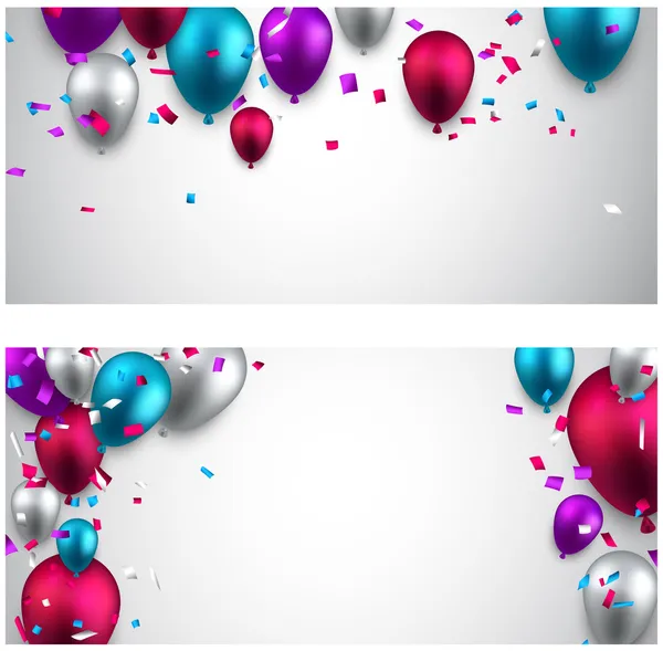 Celebra banners con globos . — Vector de stock