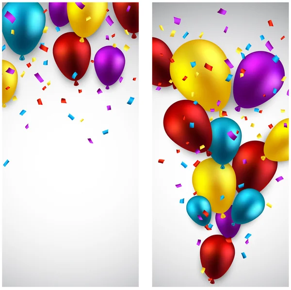 Celebra banners con globos . — Vector de stock