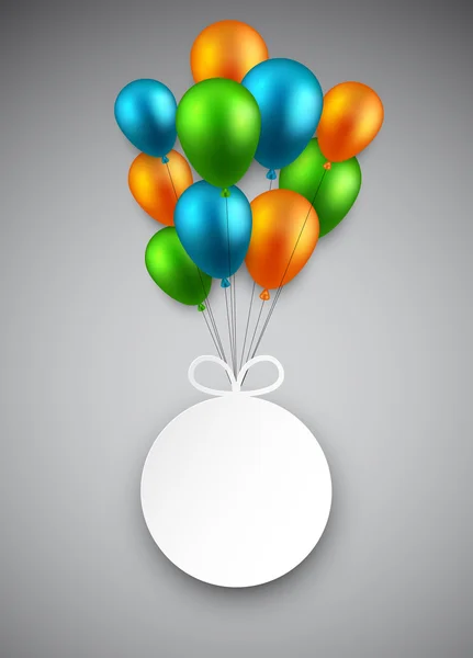 Etiqueta de papel redonda en globos . — Vector de stock