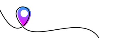 Tek çizgi sürekli konum belirteç işareti. Vektör illüstrasyonu.