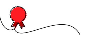 Tek çizgi kırmızı ödül rozetini çekti. Vektör illüstrasyonu.