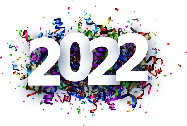 2022年纸签在彩色箔蛇纹石背景上 媒介节庆图解 — 图库矢量图片