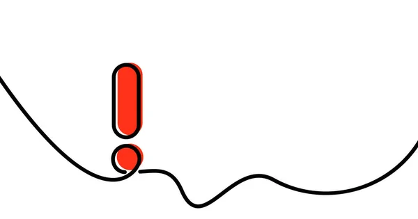 Eén Lijn Rood Uitroepteken Vectorillustratie — Stockvector