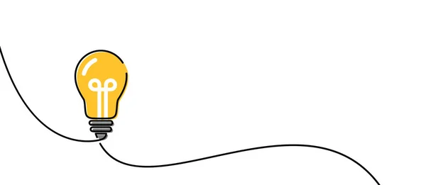 Tek Çizgi Çizilmiş Ampul Sarı Lamba Vektör Illüstrasyonu — Stok Vektör