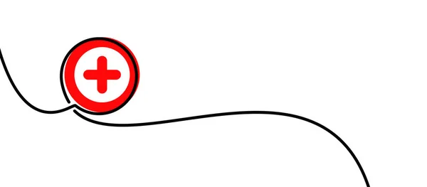 Enkel Linje Dragen Rött Kors Cirkel Vektorillustration — Stock vektor