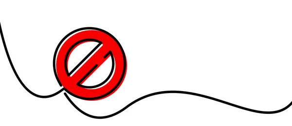 Single Line Drawn Outline Forbidden Sign Vector Illustration — Stock Vector