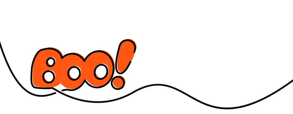 Ενιαία Γραμμή Που Πορτοκαλί Boo Περίγραμμα Λέξη Εικονογράφηση Διανύσματος — Διανυσματικό Αρχείο