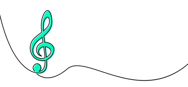 Одиночная Линия Нарисована Зеленым Скрипичным Ключом Векторная Иллюстрация — стоковый вектор