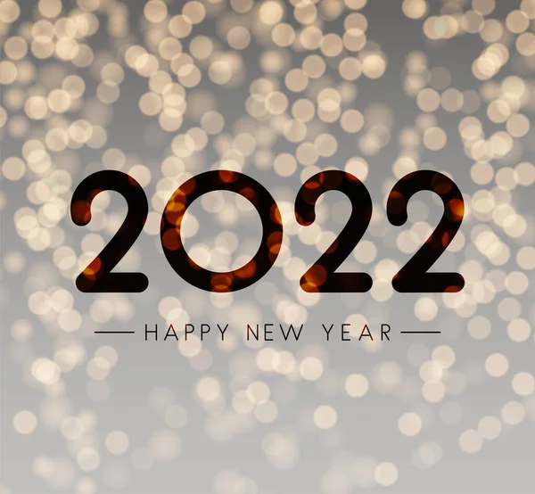 Gegoten Glas 2022 Bord Gouden Bokeh Achtergrond Gelukkig Nieuwjaarsbord Vector — Stockvector