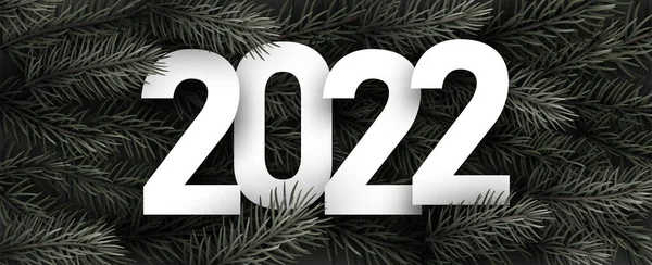 2022 Znak Zielonym Tle Gałązek Jodły Wektor Świąteczny Ilustracja — Wektor stockowy