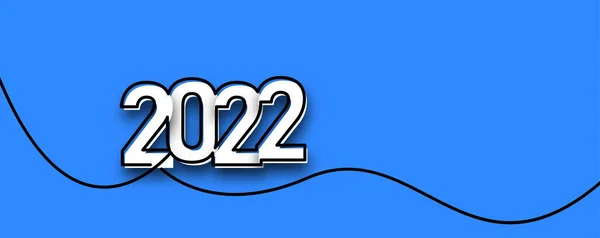 2022年のサインを描いたシングルラインシルエット テキストのためのスペースと青の背景 ベクターイラスト — ストックベクタ