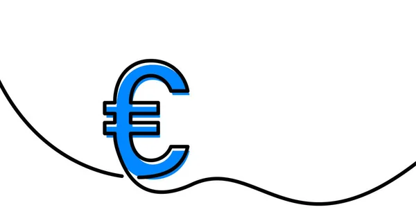 Jednořádková Nakreslená Modrá Značka Eura Vektorová Ilustrace — Stockový vektor