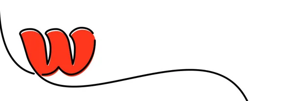 Single Line Drawn Red Letter Outline Vector Illustration — Stock Vector