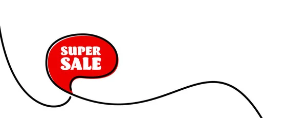 Sinal Venda Super Bolha Vermelha Mensagem Linha Contínua Desenhada Esboço —  Vetores de Stock