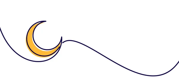 Une Seule Ligne Dessinée Croissant Lune Jaune Illustration Vectorielle — Image vectorielle