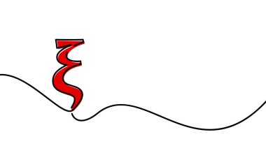 Tek satır, Yunan alfabesi harflerinin ana hatlarını çizdi. Xi harfi. Vektör illüstrasyonu