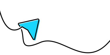 Tek çizgi turkuaz ok işareti. Vektör illüstrasyonu.