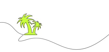 Tek çizgi yeşil avuç içi çizgisi. Vektör illüstrasyonu.