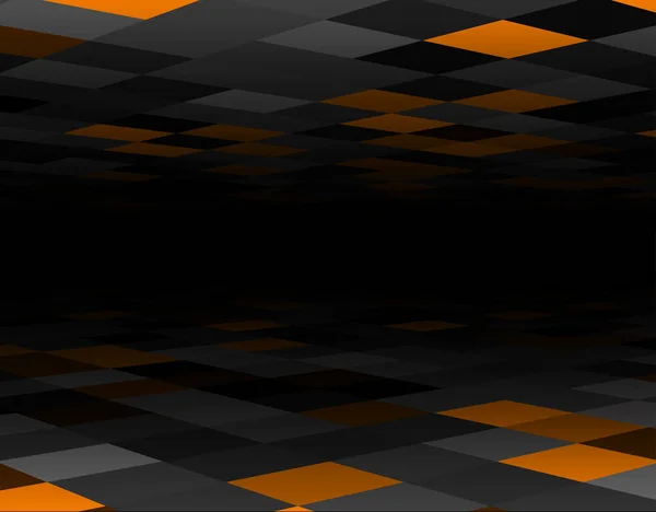 抽象的な半分隠された黒とオレンジの正方形のタイルの背景 ベクターイラスト — ストックベクタ