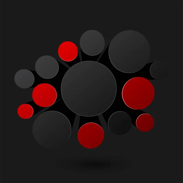 Résumé Fond Noir Rouge Cercles Illustration Vectorielle — Image vectorielle