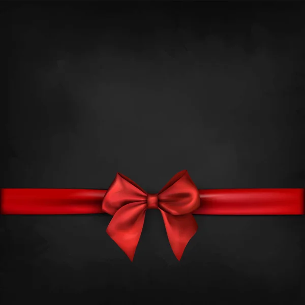 Red Ribbon Bow Black Background Vector Holiday Illustration — Stock Vector