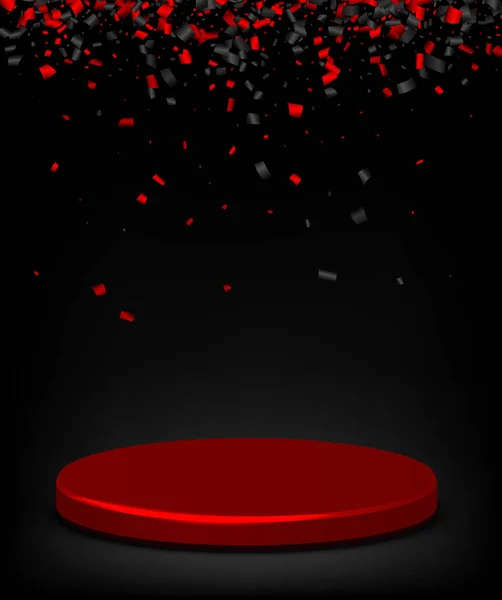 Confettis Noirs Rouges Avec Fond Rond Illustration Vectorielle — Image vectorielle