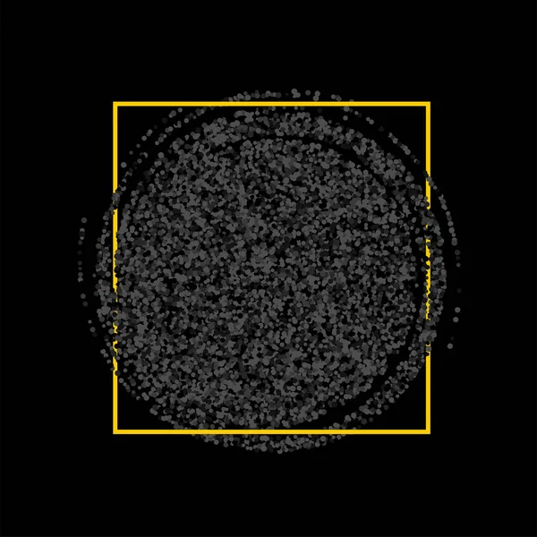 Halftone Dots Confetti Background Yellow Square Frame Vector Illustration — Stock Vector