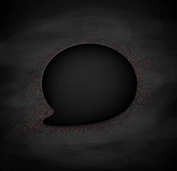 Černá Křídová Deska Prázdnou Bublinou Konfetami Vektorová Ilustrace — Stockový vektor