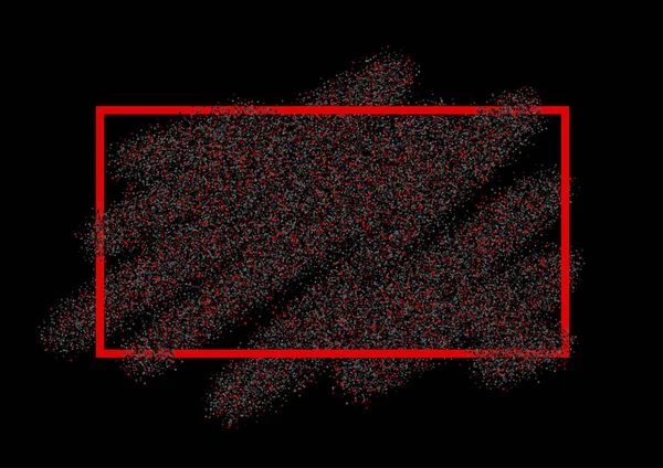 Půltón Tečky Konfety Pozadí Červeným Rámem Vektorová Ilustrace — Stockový vektor