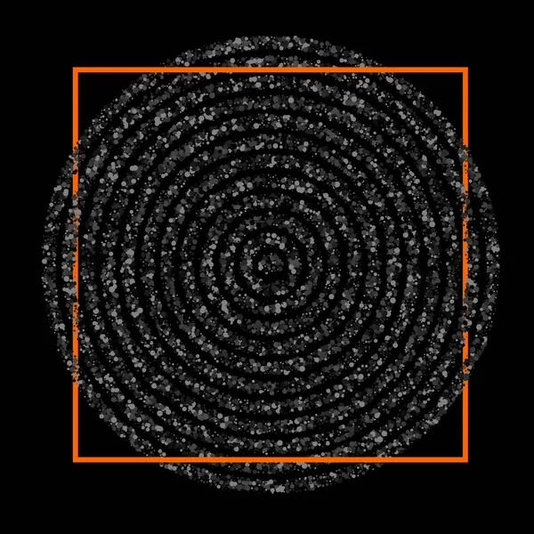 Halftone Gestippelde Cirkels Confetti Achtergrond Oranje Vierkante Frame Vectorillustratie — Stockvector