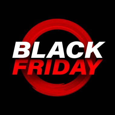 Yuvarlak fırça darbelerinin üzerindeki siyah cuma tabelası. Vektör illüstrasyonu