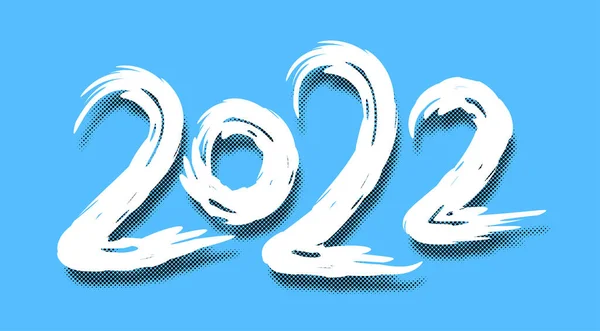 Белые Чернила 2022 Мазки Кисти Знак Половина Тени Векторная Иллюстрация — стоковый вектор