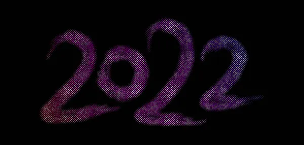 紫のハーフトーン2022黒の背景に署名します ベクターホリデーイラスト — ストックベクタ