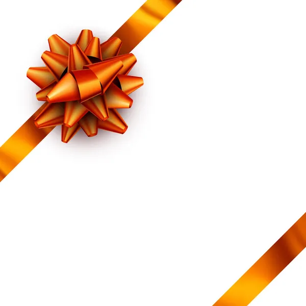 美しい弓とオレンジ箔リボン ギフトボックスプレゼント 装飾要素 テキスト用のスペース ベクターイラスト — ストックベクタ