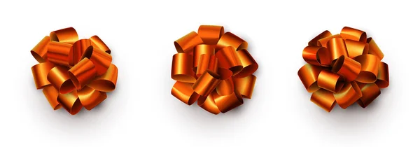 Uppsättning Vackra Orange Folie Isolerade Bågar Vektorillustration — Stock vektor