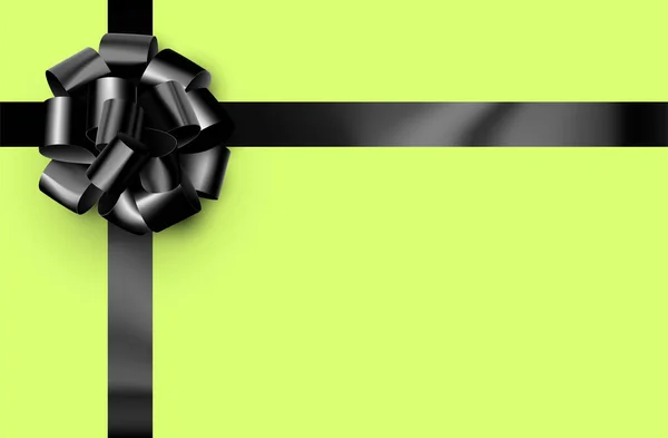 緑の背景にリボンと美しい箔黒い弓 テキスト用のスペース ベクターイラスト — ストックベクタ