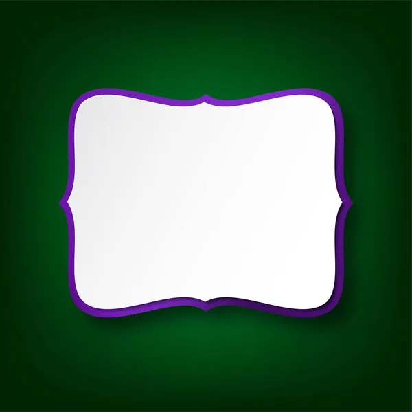 Шаблон Белой Бумаги Фиолетовой Рамкой Темно Зеленый Фон Пространство Текста — стоковый вектор