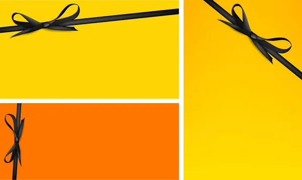 Conjunto Fondos Amarillos Naranjas Con Cinta Lazo Espacio Para Texto — Archivo Imágenes Vectoriales