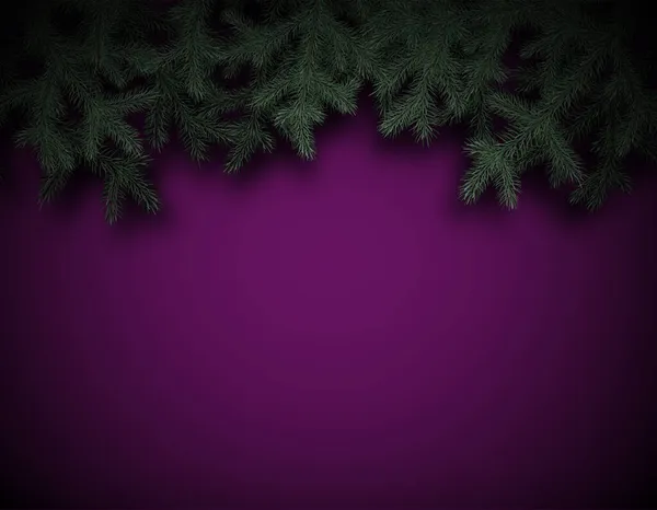 Branches Sapin Vert Fond Violet Espace Pour Texte Illustration Vectorielle — Image vectorielle
