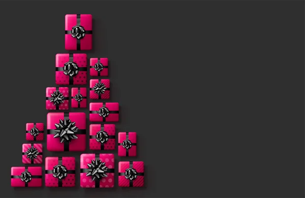 Cajas Regalo Rosadas Como Forma Árbol Navidad Triángulo Ilustración Vectorial — Archivo Imágenes Vectoriales