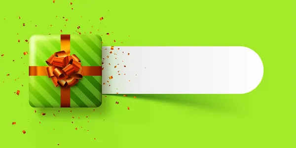 Caja Regalo Rayas Verdes Con Lazo Rojo Navidad Cumpleaños Regalo — Archivo Imágenes Vectoriales