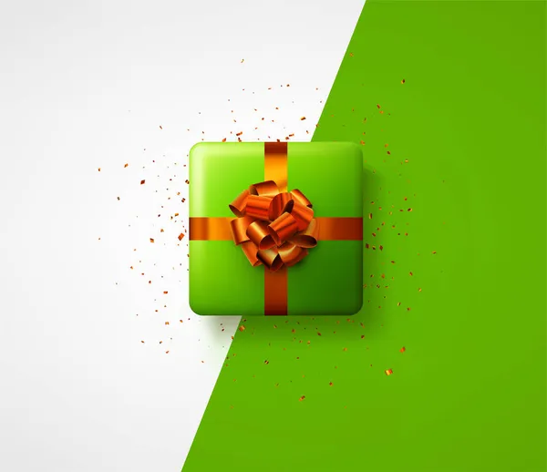 Confezione Regalo Verde Con Fiocco Rosso Natale Compleanno Regalo San — Vettoriale Stock