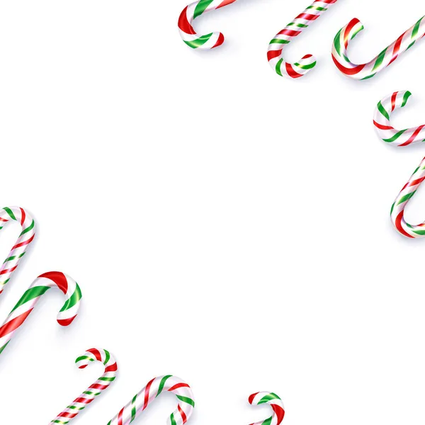 Navidad Blanco Rojo Verde Bastones Caramelo Marco Con Espacio Para — Archivo Imágenes Vectoriales