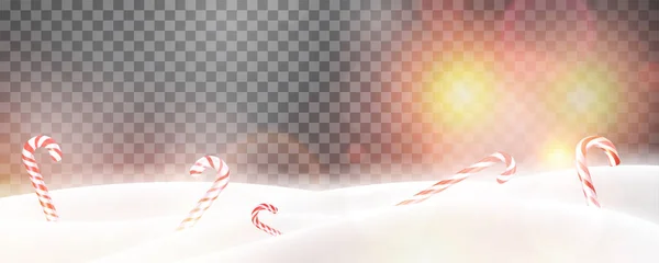 Christmas Candy Canes Snowy Background Vector Holiday Illustration — Stock Vector
