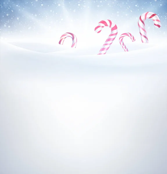 雪地背景下的圣诞糖果手杖 病媒假日图解 — 图库矢量图片