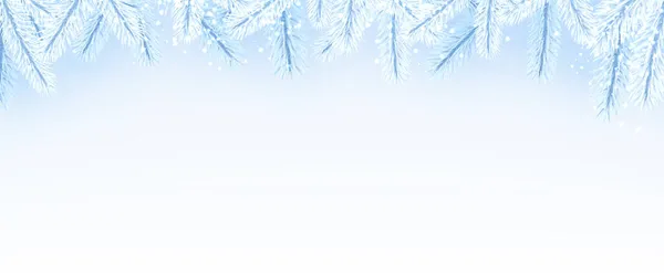 Winteroberrahmen Mit Blau Weißen Fichtenzweigen Und Schnee Raum Für Text — Stockvektor