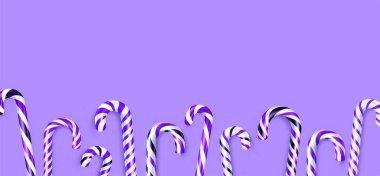 Çizgili mor şeker çubukları. Mesaj için yer var. Vektör illüstrasyonu.