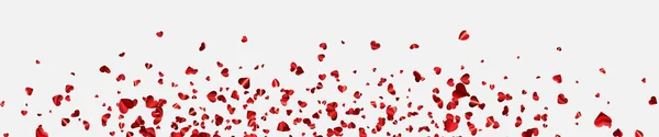 Red Hearts Confetti Banner Background Wedding Birthday Valentine Day Vector — Stock vektor