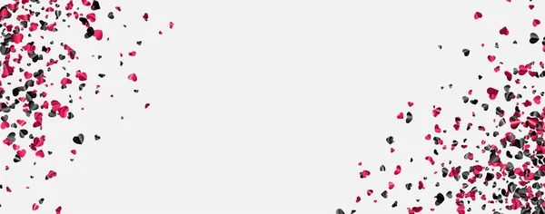 ピンクと黒の箔の心は テキストのためのスペースと白いバナーの背景に紙吹雪のフレーム 結婚式誕生日バレンタインデー ベクターホリデーイラスト — ストックベクタ