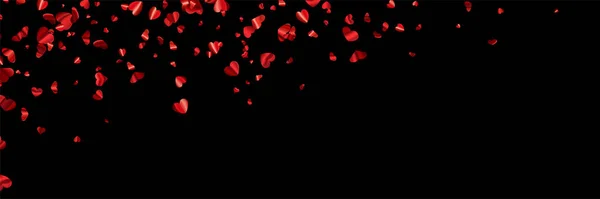 Red Foil Hearts Confetti Black Background Wedding Birthday Valentine Day — Stock Vector